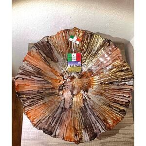 Hand Painted Italy Il Quadrifoglio Large Glass Bowl Holiday Centerpiece NWT